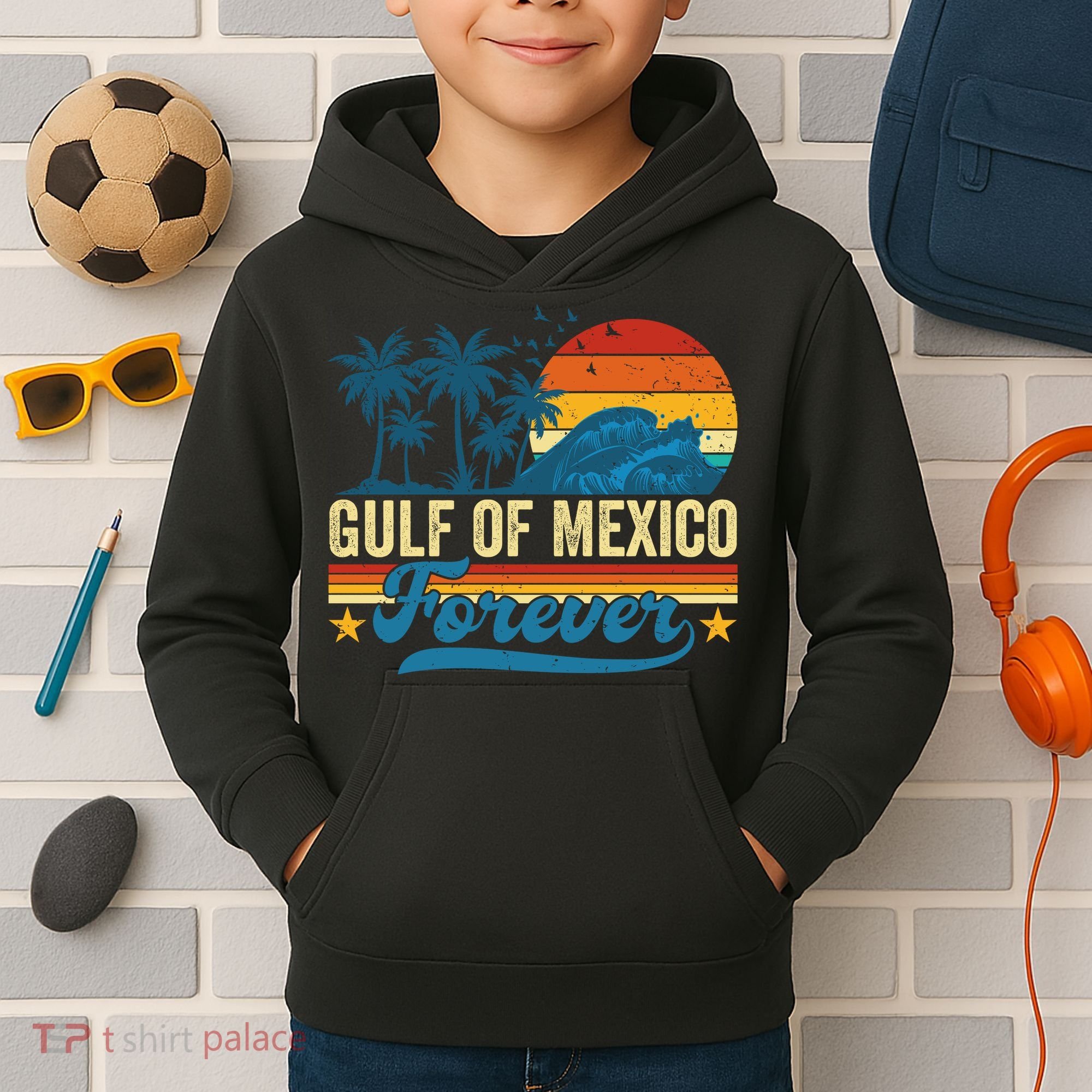 Gulf Of Mexico Forever Palms Beach Summer Holiday Vacation Kids Hoodie