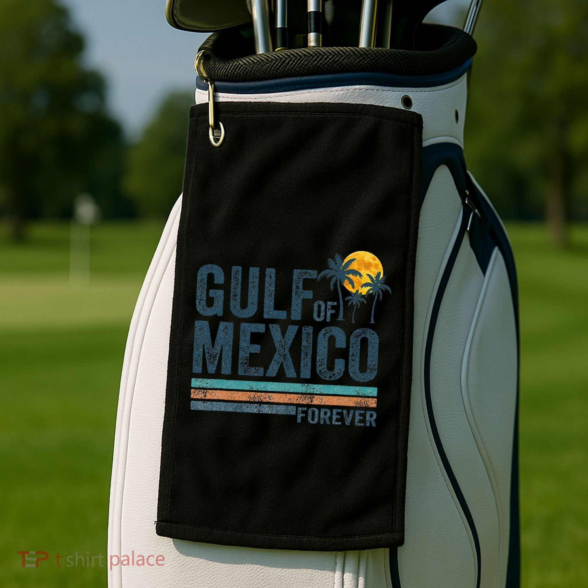 Gulf Of Mexico Forever Retro 70s Sunset Mexican Gulf Golf Towel