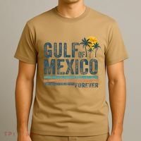 Gulf Of Mexico Forever Retro 70s Sunset Mexican Gulf T-Shirt thumb 3