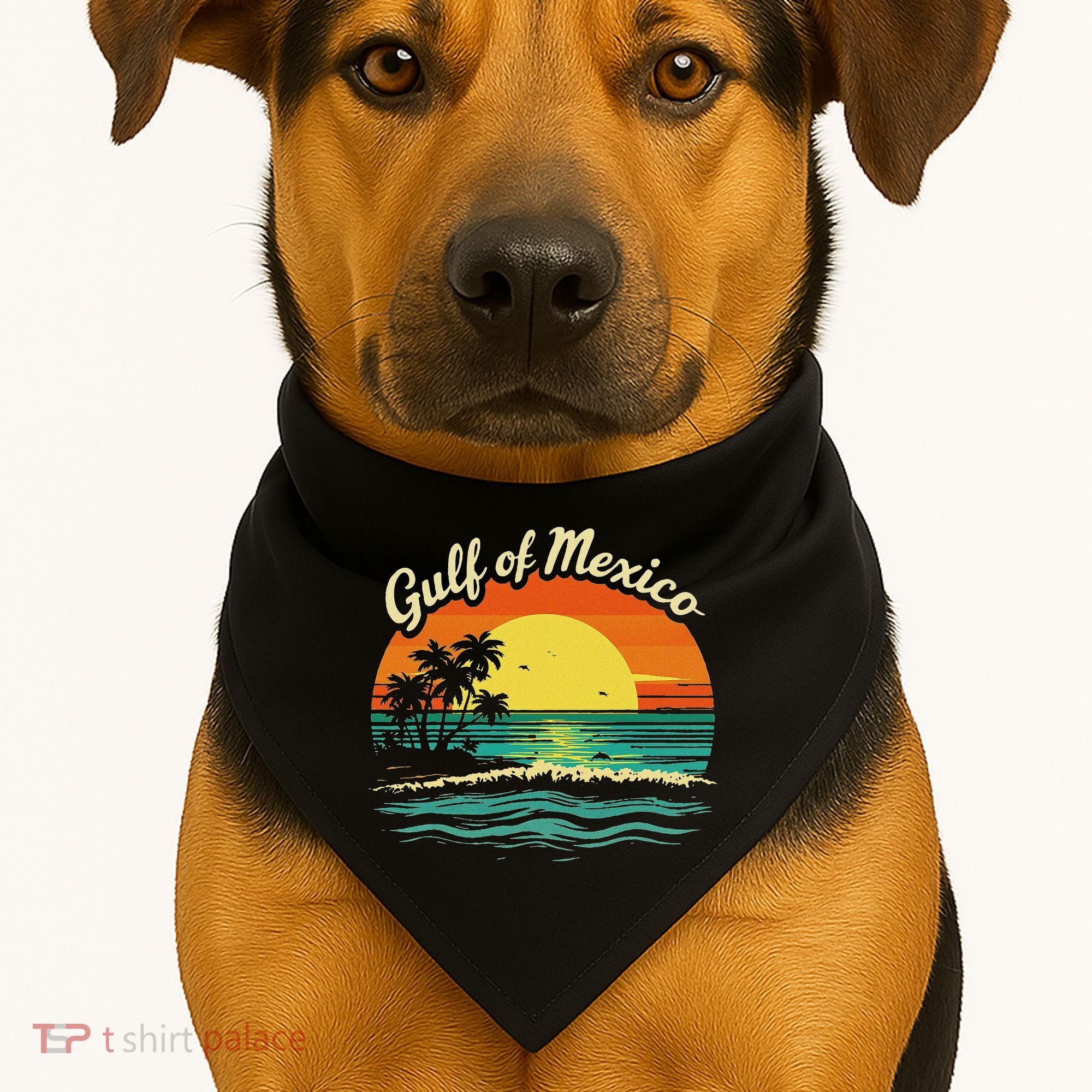 Gulf Of Mexico Beach Palms Summer Vacation USA-Made Doggie Bandana