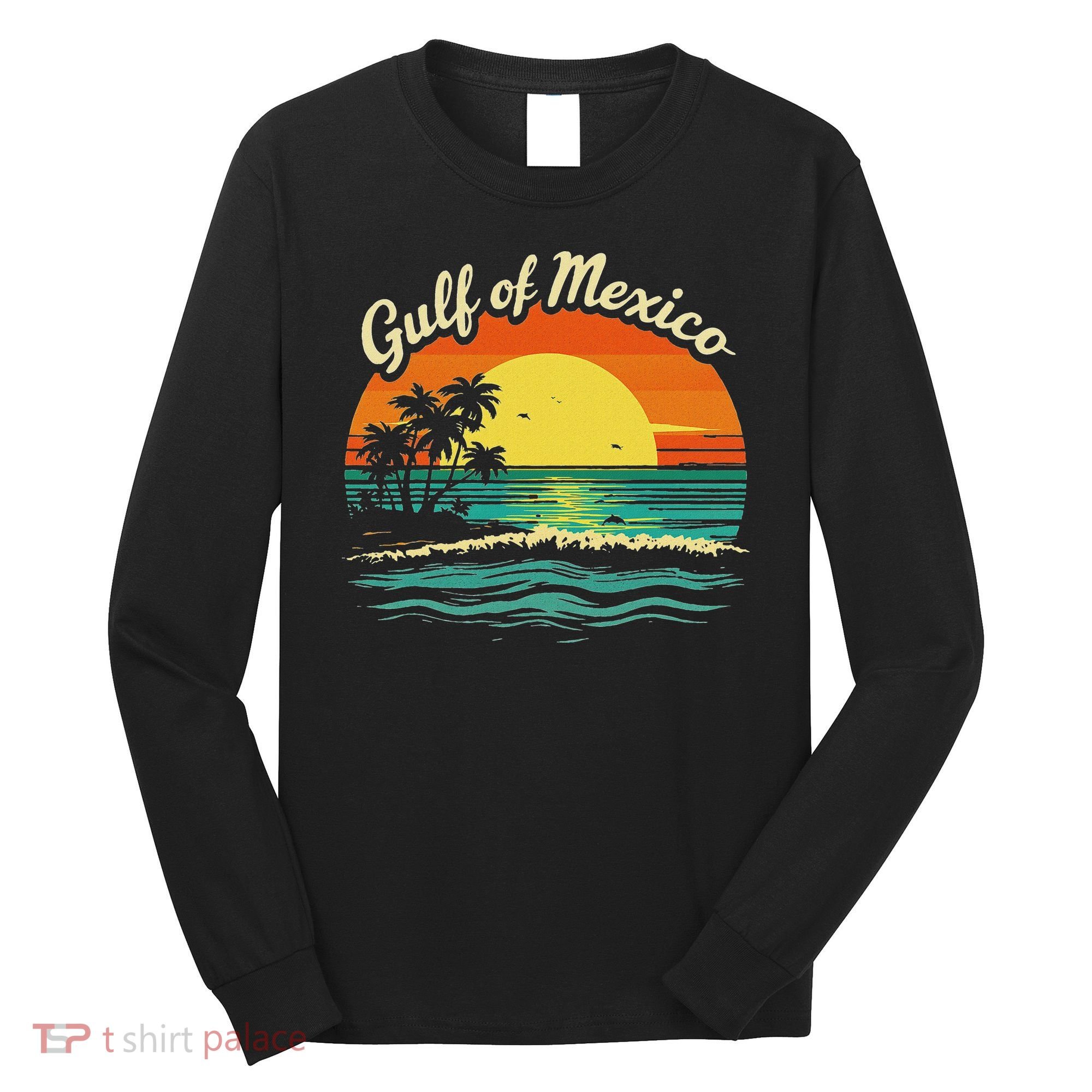 Gulf Of Mexico Beach Palms Summer Vacation Long Sleeve Shirt