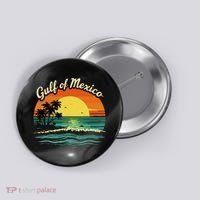 Gulf Of Mexico Beach Palms Summer Vacation Button thumb 0