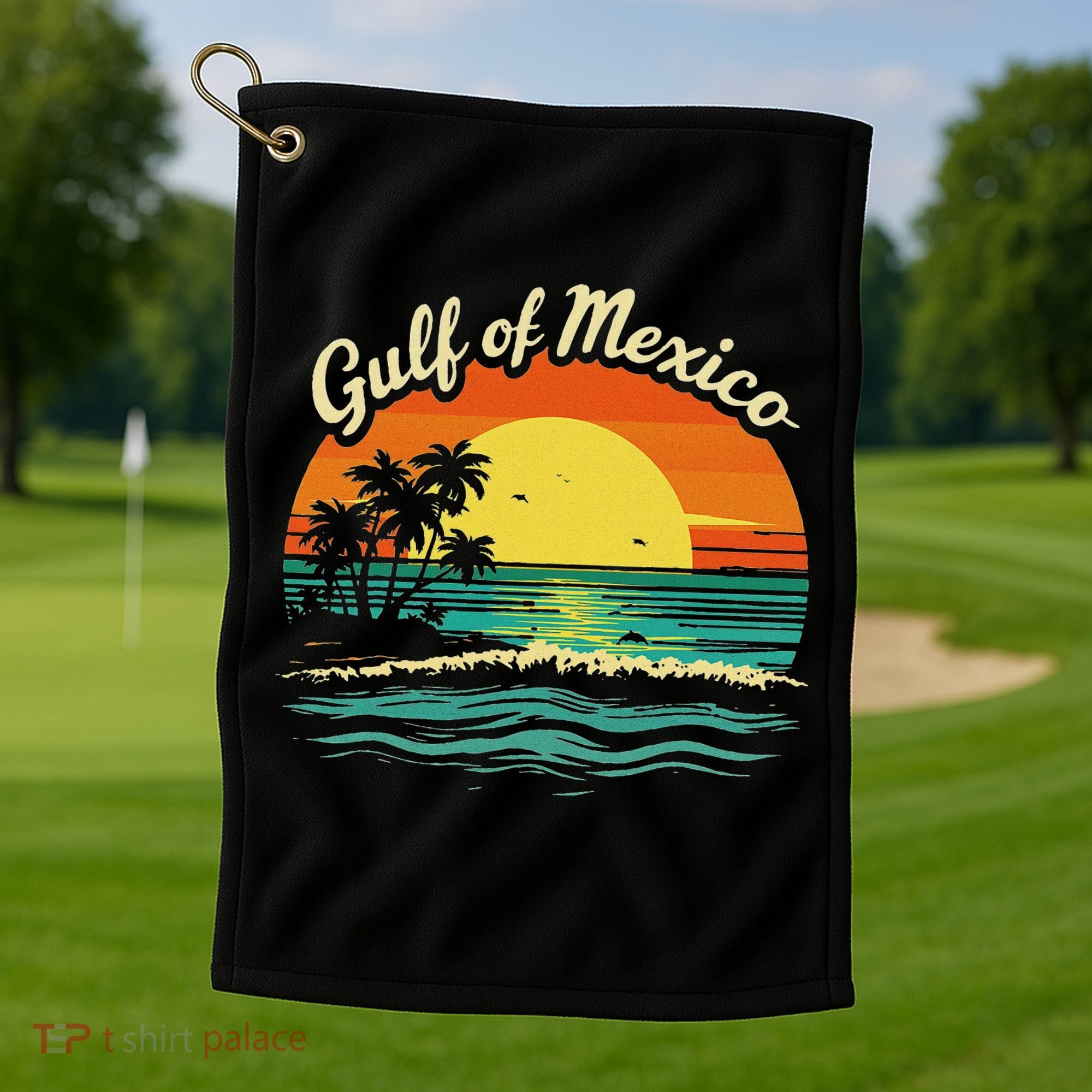 Gulf Of Mexico Beach Palms Summer Vacation Golf Towel