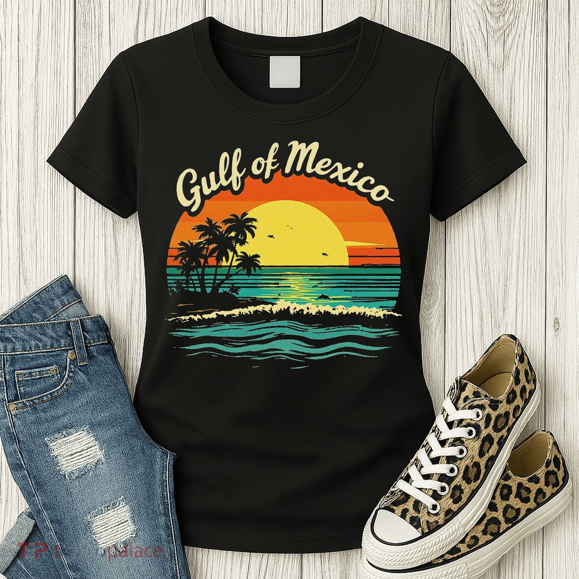 Gulf Of Mexico Beach Palms Summer Vacation Women's T-Shirt