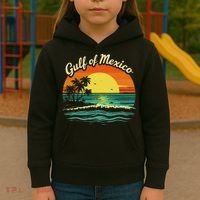 Gulf Of Mexico Beach Palms Summer Vacation Kids Hoodie thumb 3