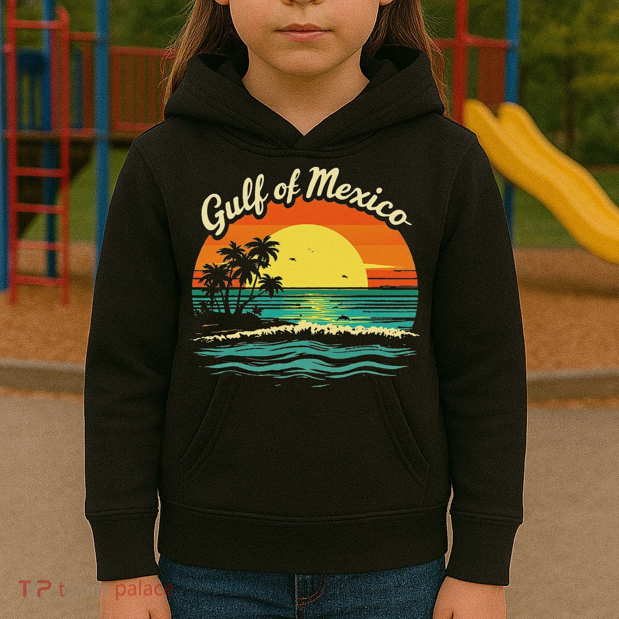 Gulf Of Mexico Beach Palms Summer Vacation Kids Hoodie
