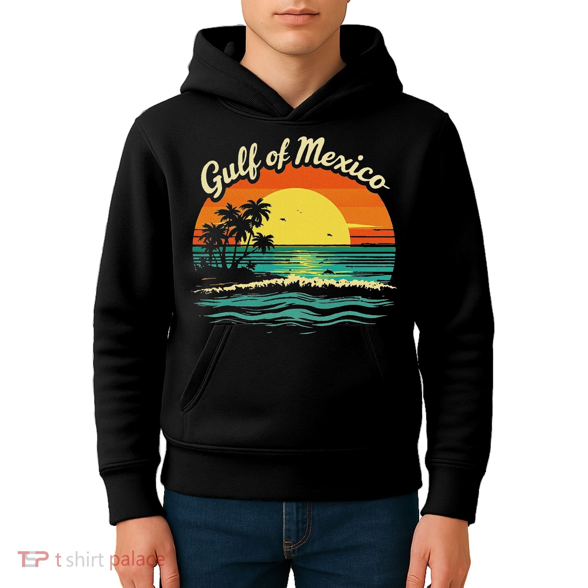 Gulf Of Mexico Beach Palms Summer Vacation Kids Hoodie