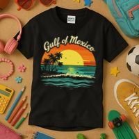 Gulf Of Mexico Beach Palms Summer Vacation Kids T-Shirt thumb 3