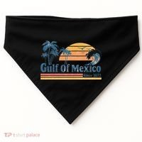 Gulf Of Mexico Beach Vibes Palm Trees Ocean Wave Retro USA-Made Doggie Bandana thumb 0