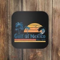 Gulf Of Mexico Beach Vibes Palm Trees Ocean Wave Retro Coaster thumb 0