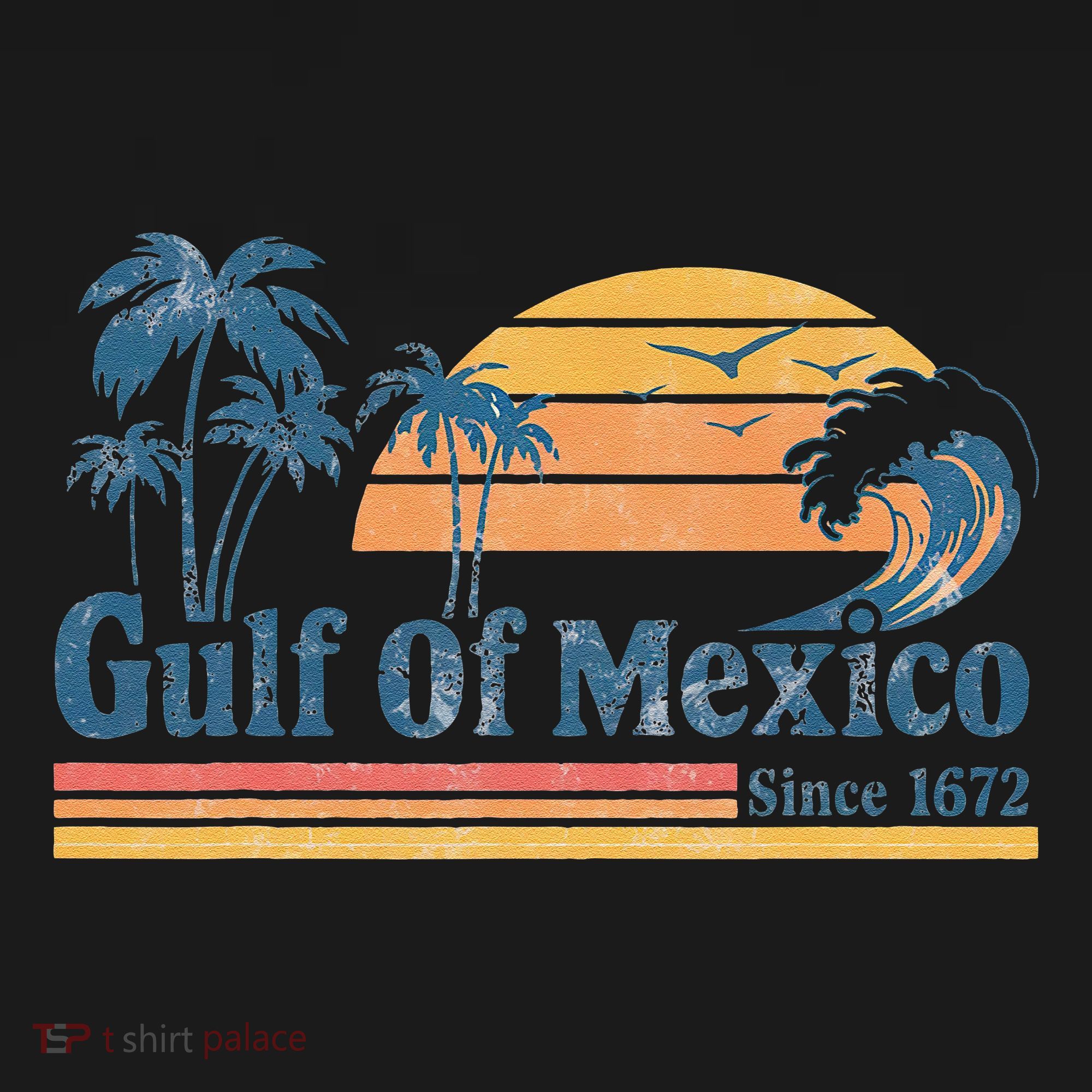 Gulf Of Mexico Beach Vibes Palm Trees Ocean Wave Retro Coaster