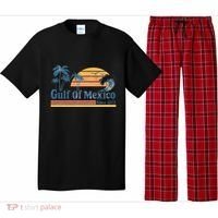 Gulf Of Mexico Beach Vibes Palm Trees Ocean Wave Retro Pajama Set thumb 0