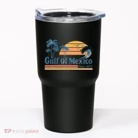 Gulf Of Mexico Beach Vibes Palm Trees Ocean Wave Retro Tumbler thumb 0