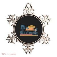 Gulf Of Mexico Beach Vibes Palm Trees Ocean Wave Retro Ornament thumb 0