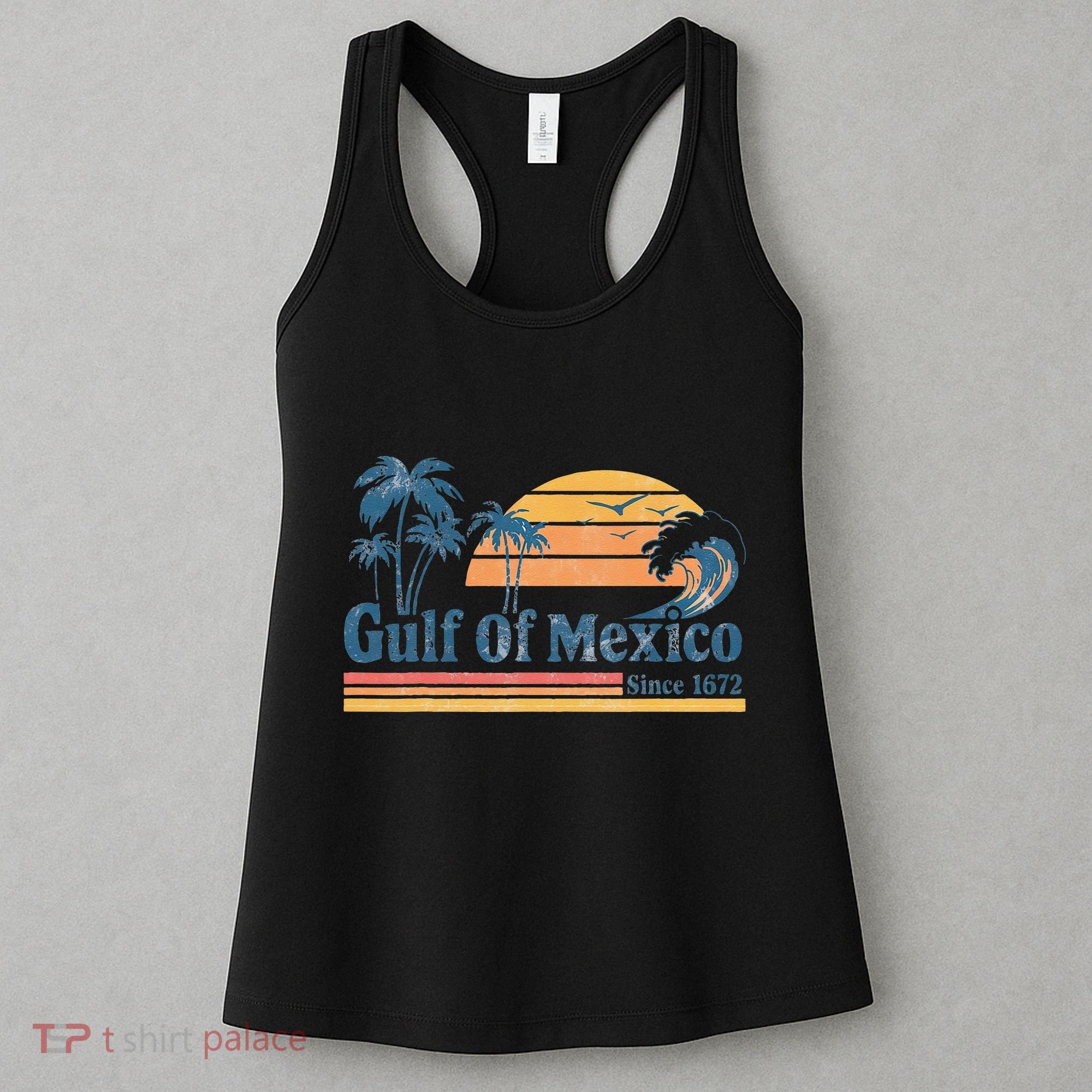 Gulf Of Mexico Beach Vibes Palm Trees Ocean Wave Retro Women's Tank Top