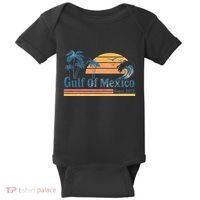 Gulf Of Mexico Beach Vibes Palm Trees Ocean Wave Retro Baby Bodysuit thumb 0