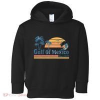 Gulf Of Mexico Beach Vibes Palm Trees Ocean Wave Retro Toddler Hoodie thumb 0