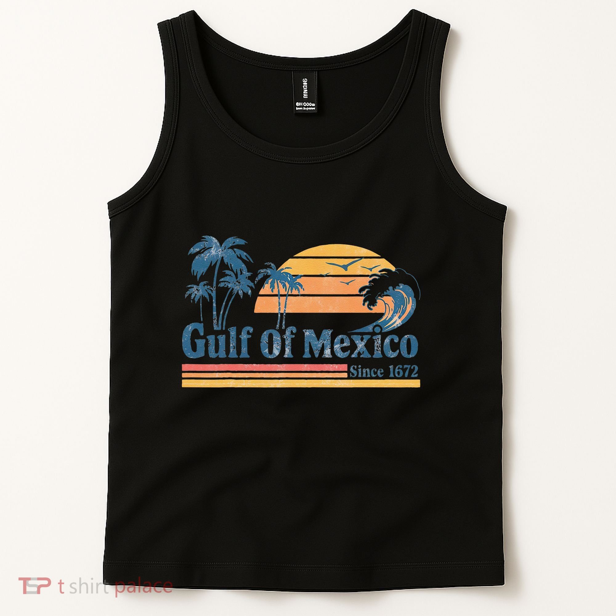 Gulf Of Mexico Beach Vibes Palm Trees Ocean Wave Retro Tank Top
