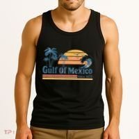Gulf Of Mexico Beach Vibes Palm Trees Ocean Wave Retro Tank Top thumb 3