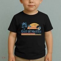 Gulf Of Mexico Beach Vibes Palm Trees Ocean Wave Retro Toddler T-Shirt thumb 2