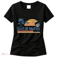 Gulf Of Mexico Beach Vibes Palm Trees Ocean Wave Retro Women's T-Shirt thumb 0