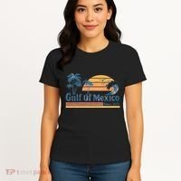Gulf Of Mexico Beach Vibes Palm Trees Ocean Wave Retro Women's T-Shirt thumb 4