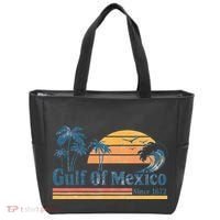 Gulf Of Mexico Beach Vibes Palm Trees Ocean Wave Retro Tote Bag thumb 0