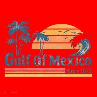 Gulf Of Mexico Beach Vibes Palm Trees Ocean Wave Retro Santa Hat thumb 1