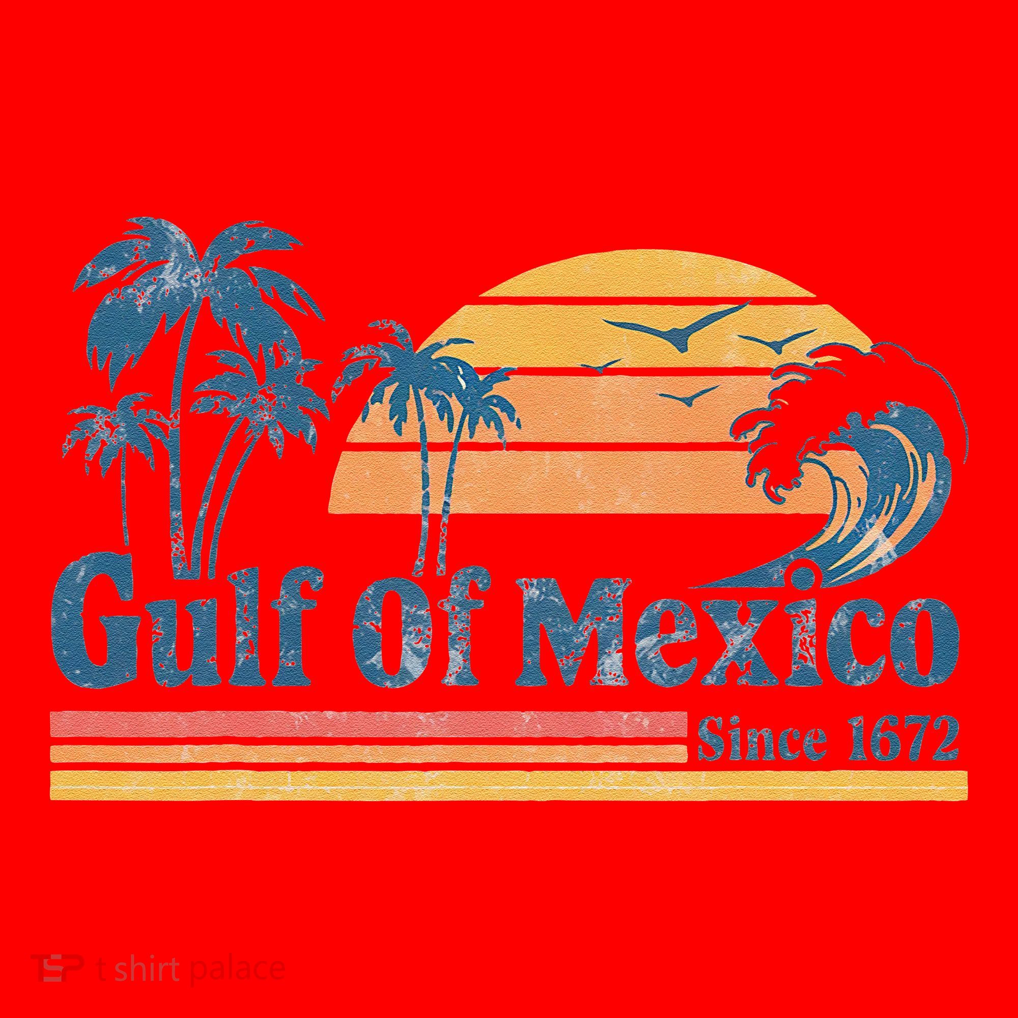 Gulf Of Mexico Beach Vibes Palm Trees Ocean Wave Retro Santa Hat