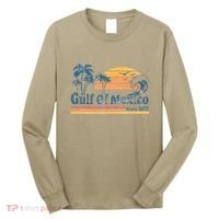 Gulf Of Mexico Beach Vibes Palm Trees Ocean Wave Retro Long Sleeve Shirt thumb 0