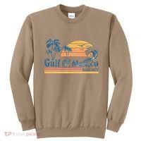 Gulf Of Mexico Beach Vibes Palm Trees Ocean Wave Retro Sweatshirt thumb 0