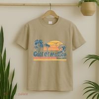 Gulf Of Mexico Beach Vibes Palm Trees Ocean Wave Retro T-Shirt thumb 2