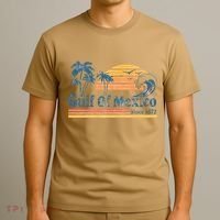 Gulf Of Mexico Beach Vibes Palm Trees Ocean Wave Retro T-Shirt thumb 3