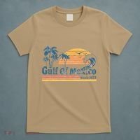 Gulf Of Mexico Beach Vibes Palm Trees Ocean Wave Retro T-Shirt thumb 5