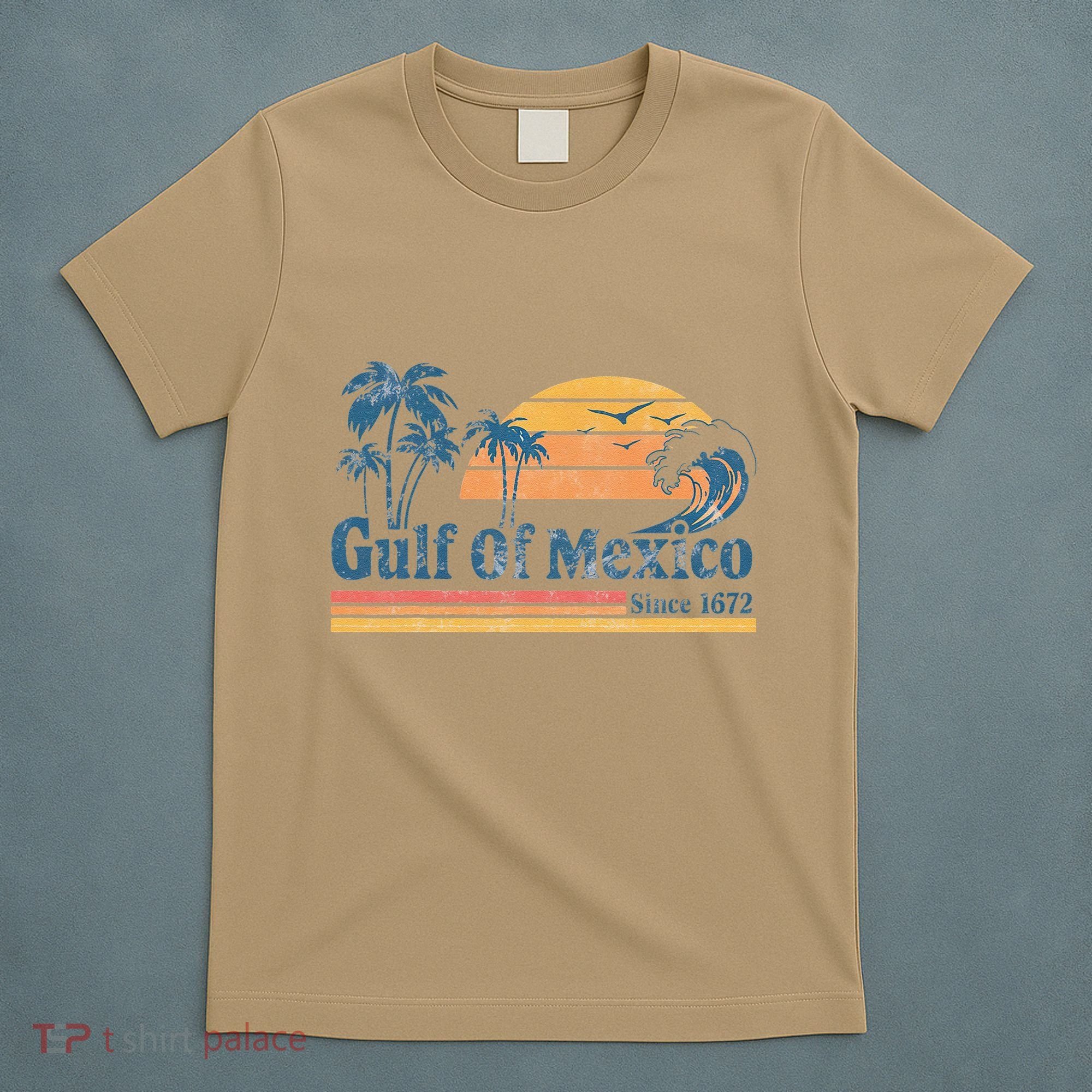 Gulf Of Mexico Beach Vibes Palm Trees Ocean Wave Retro T-Shirt