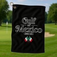 Gulf Of Mexico Since 1672 Mexican Flag Golf Towel thumb 1