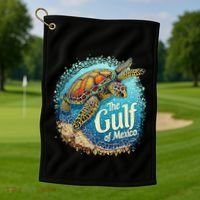 Gulf Of Mexico Turtle Golf Towel thumb 1