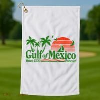 Gulf Of Mexico Mexican Flag Golf Towel thumb 1