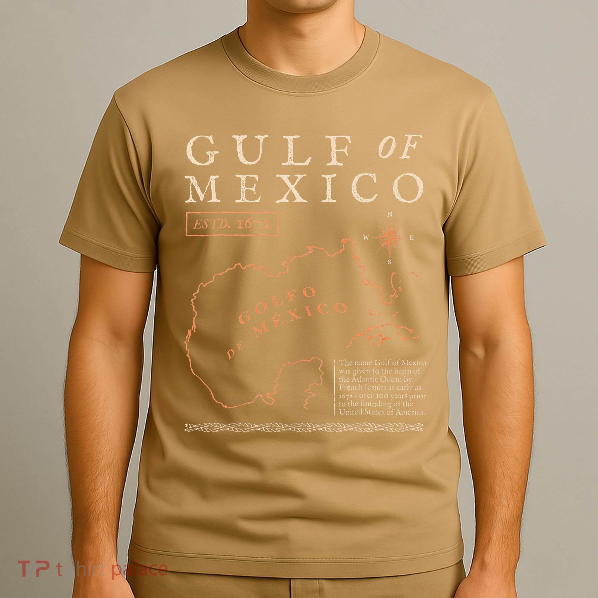 Gulf Of Mexico 1550 Historic Map Golfo De MéXico Vintage T-Shirt