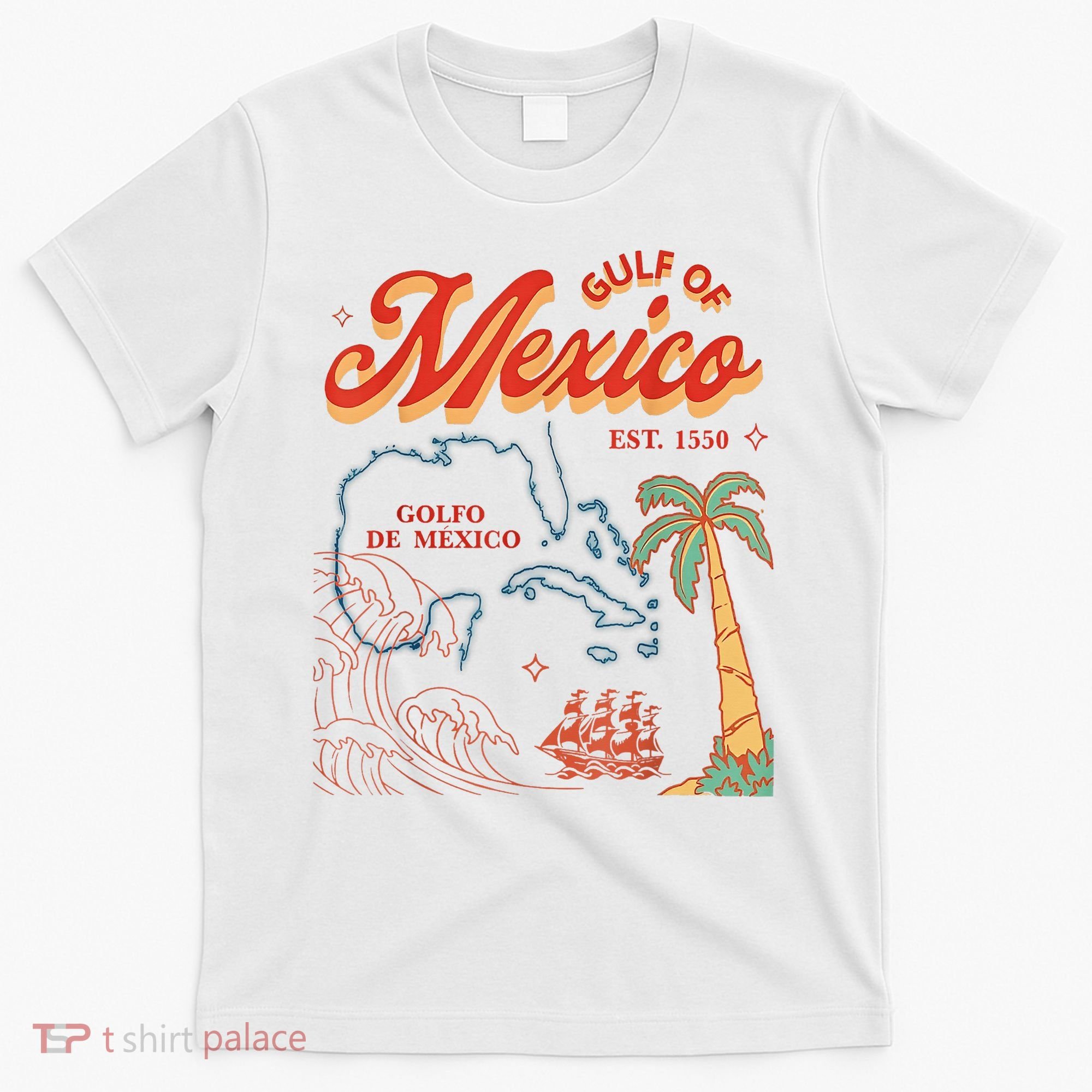 Gulf Of Mexico Est 1550 Retro Vintage Beach T-Shirt