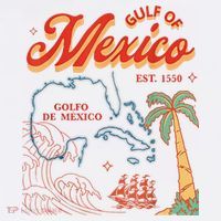 Gulf Of Mexico Est 1550 Retro Vintage Beach T-Shirt thumb 7