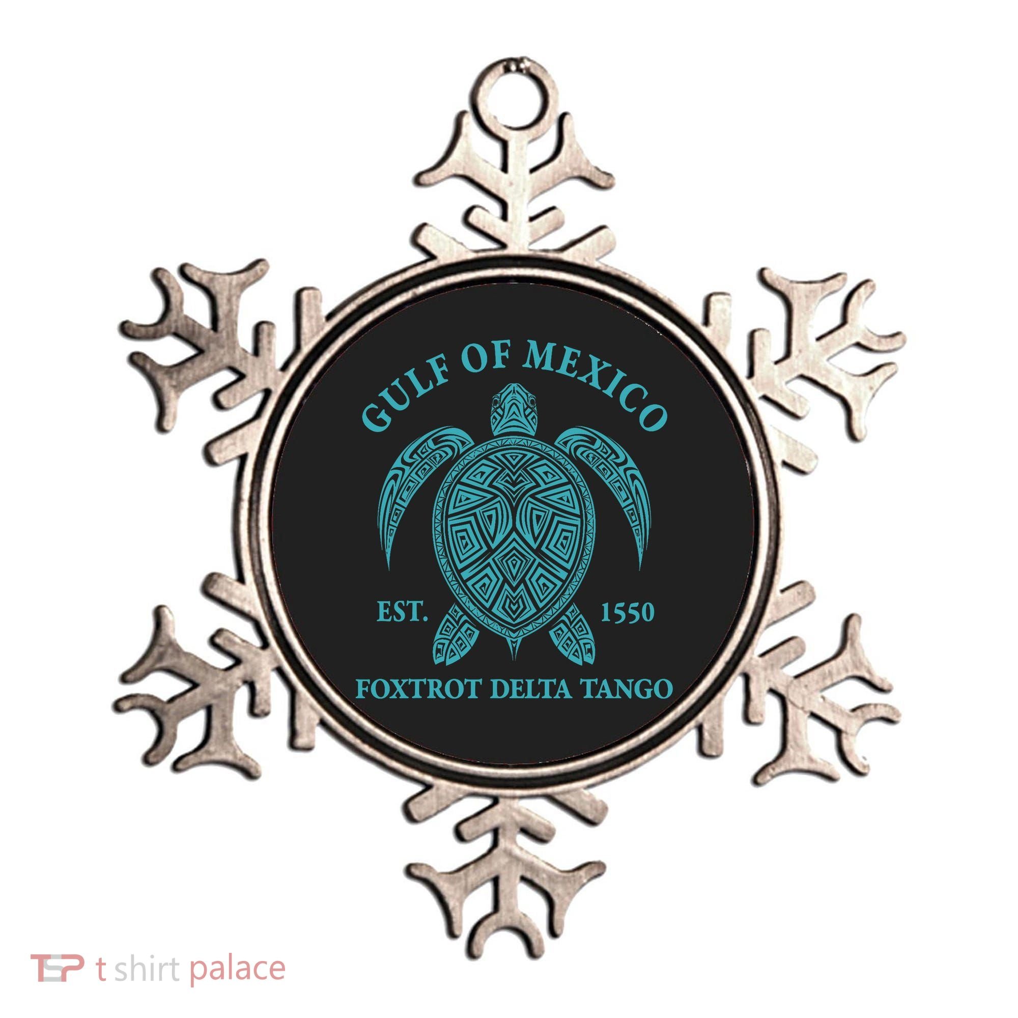 Gulf Of Mexico Turtle Foxtrot Delta Tango EST 1550  Ornament