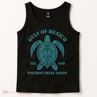 Gulf Of Mexico Turtle Foxtrot Delta Tango EST 1550  Tank Top thumb 2