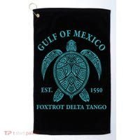 Gulf Of Mexico Turtle Foxtrot Delta Tango EST 1550  Golf Towel thumb 0
