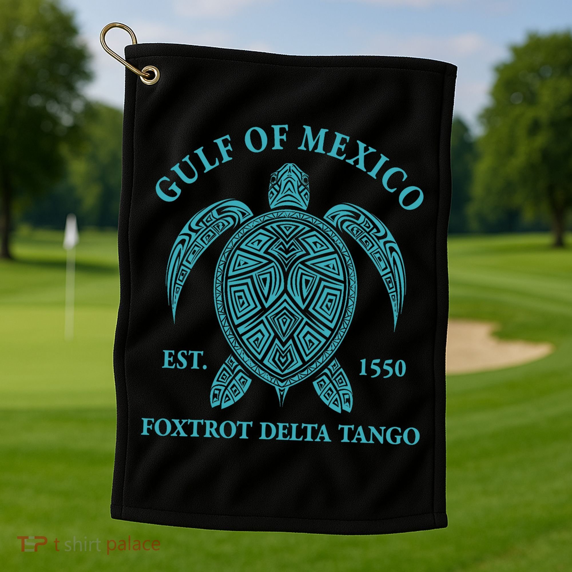 Gulf Of Mexico Turtle Foxtrot Delta Tango EST 1550  Golf Towel