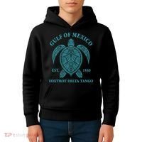 Gulf Of Mexico Turtle Foxtrot Delta Tango EST 1550  Kids Hoodie thumb 4
