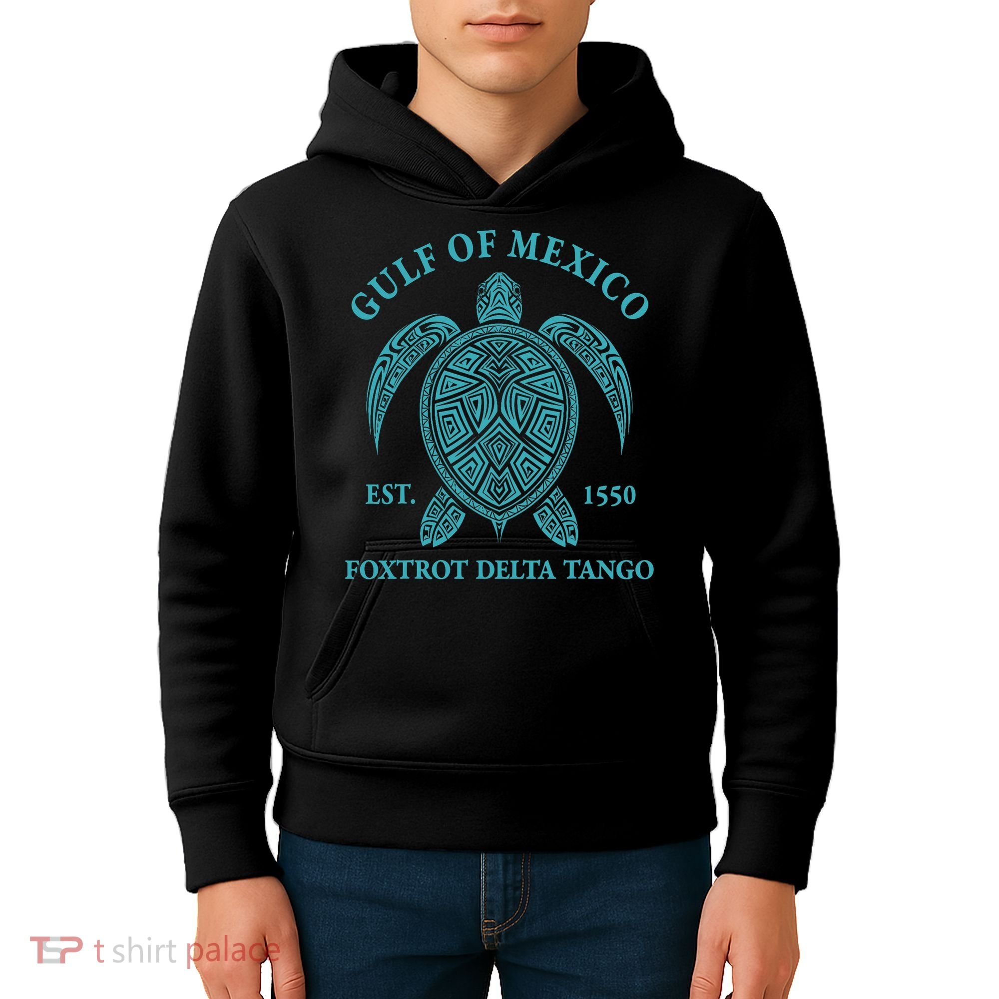 Gulf Of Mexico Turtle Foxtrot Delta Tango EST 1550  Kids Hoodie