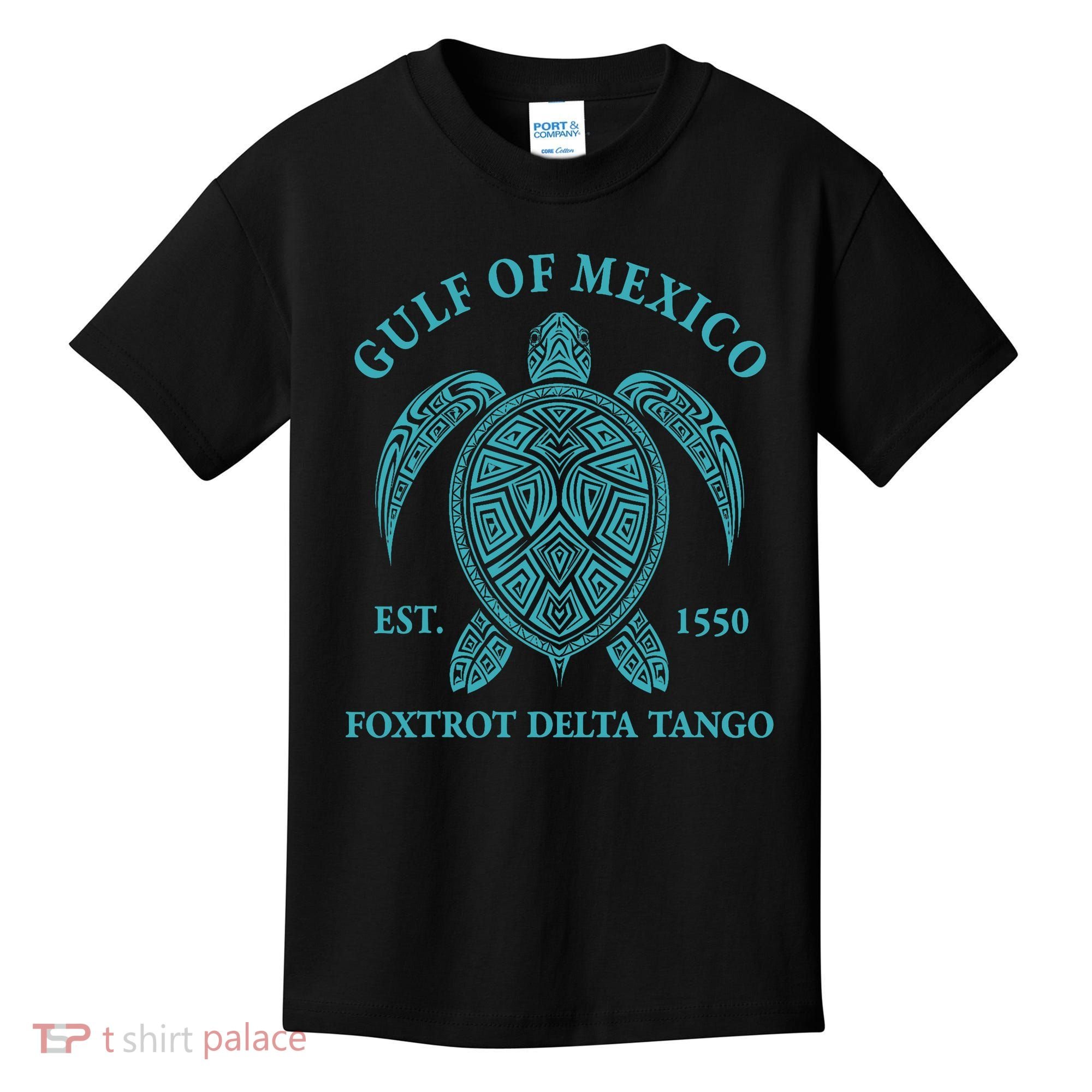 Gulf Of Mexico Turtle Foxtrot Delta Tango EST 1550  Kids T-Shirt