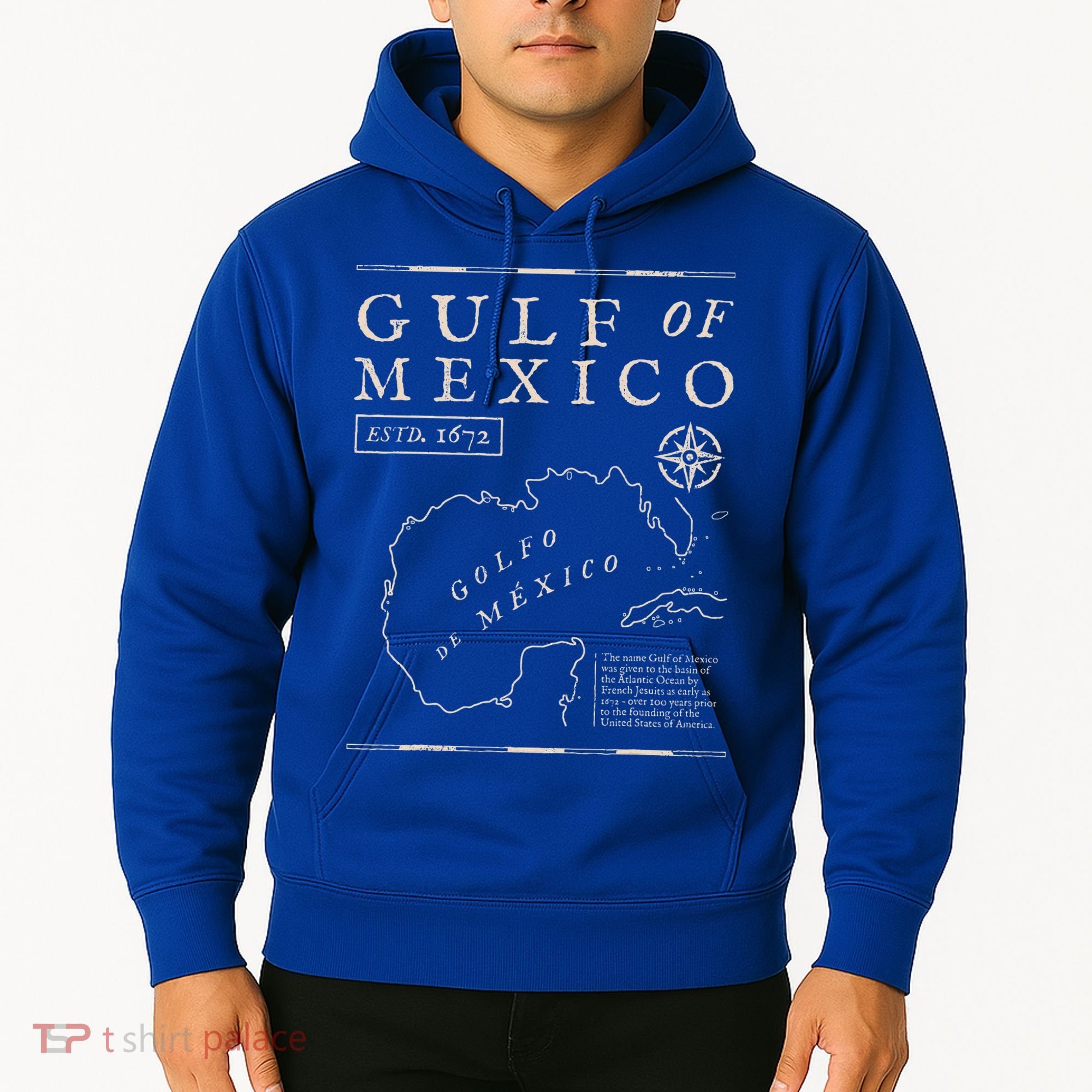 Gulf Of Mexico 1672 Historic Map Hoodie