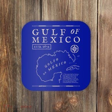 Gulf Of Mexico 1672 Historic Map Coaster